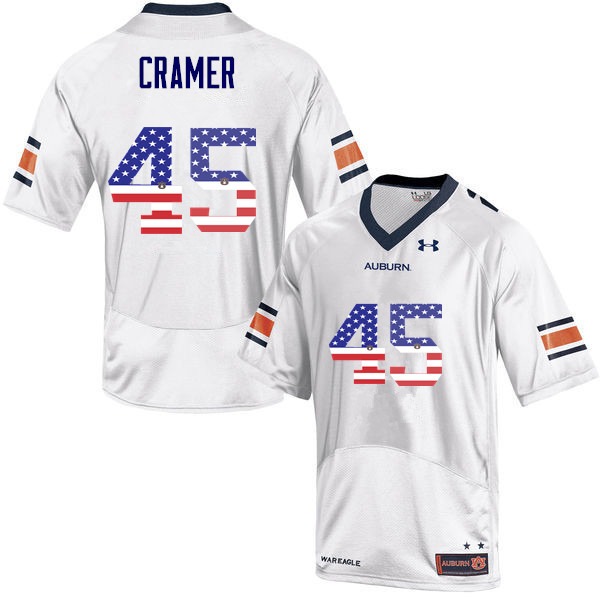 Men's Auburn Tigers #45 Chase Cramer USA Flag Fashion White College Stitched Football Jersey